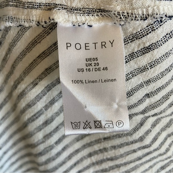 Poetry Shirt Dress Striped Linen 3/4 Sleeve Pockets Lagenlook Granola 16 - Picture 4 of 11